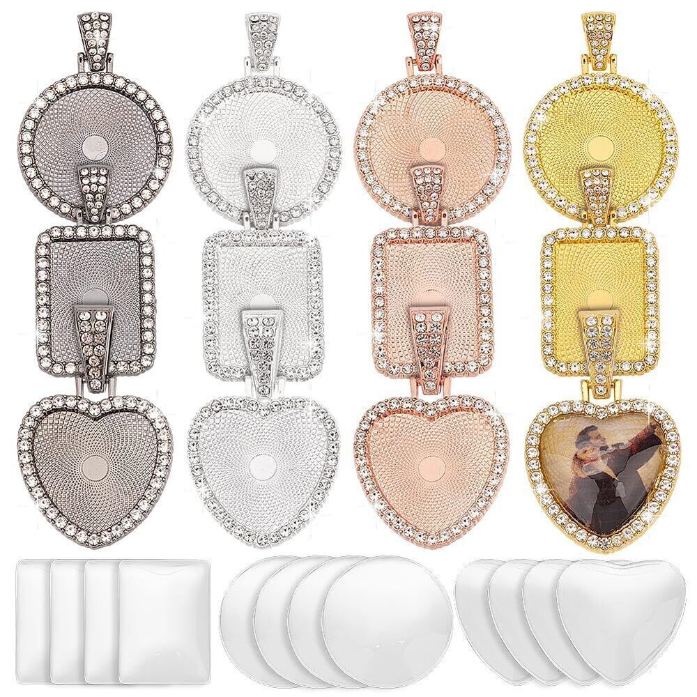 6890 24pcs Rhinestone Bezel Pendant Tray 4 Colors Necklace Pendant Trays